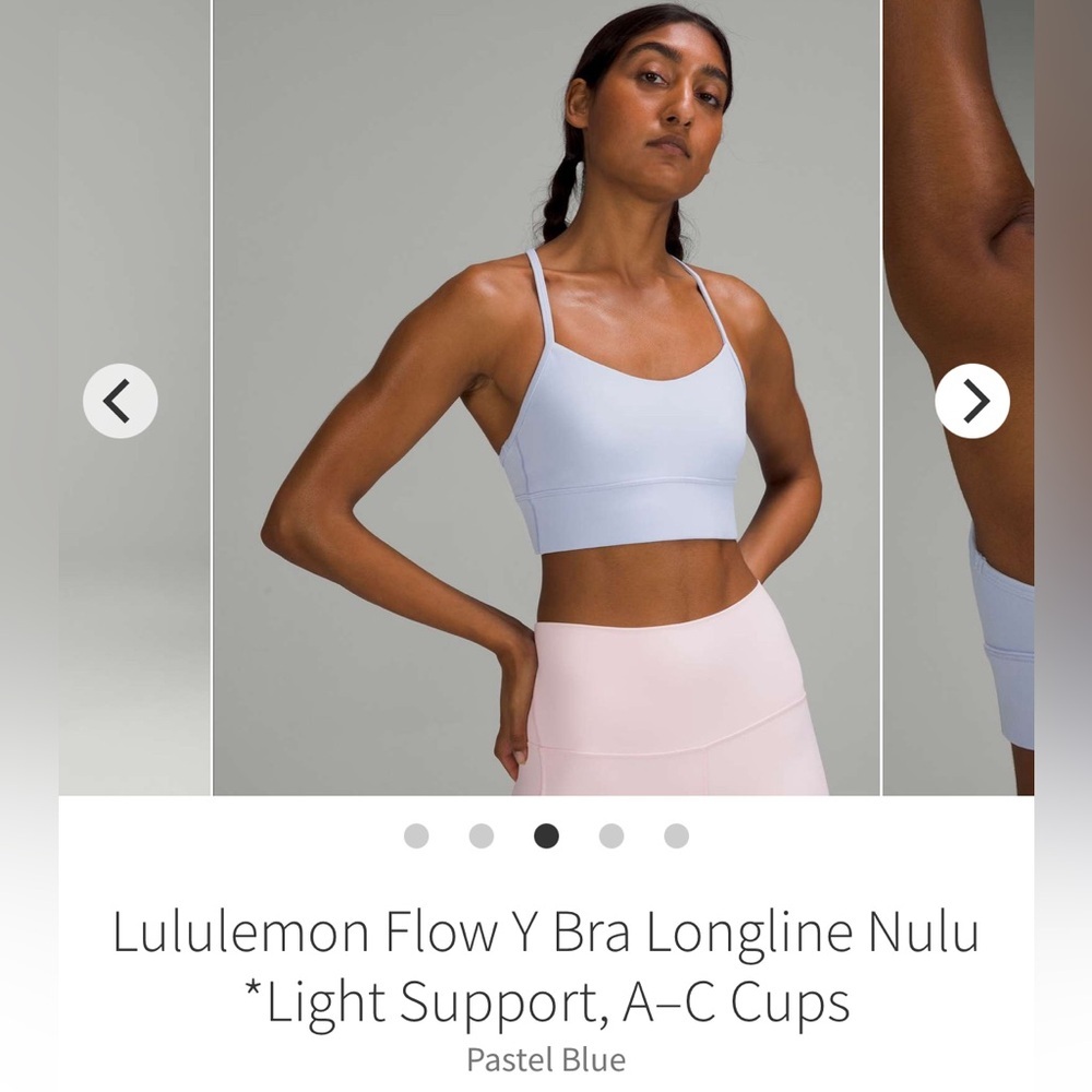 Lululemon Flow Y Bra Longline Nulu *Light Support, A–C Cups Pastel Blue 6